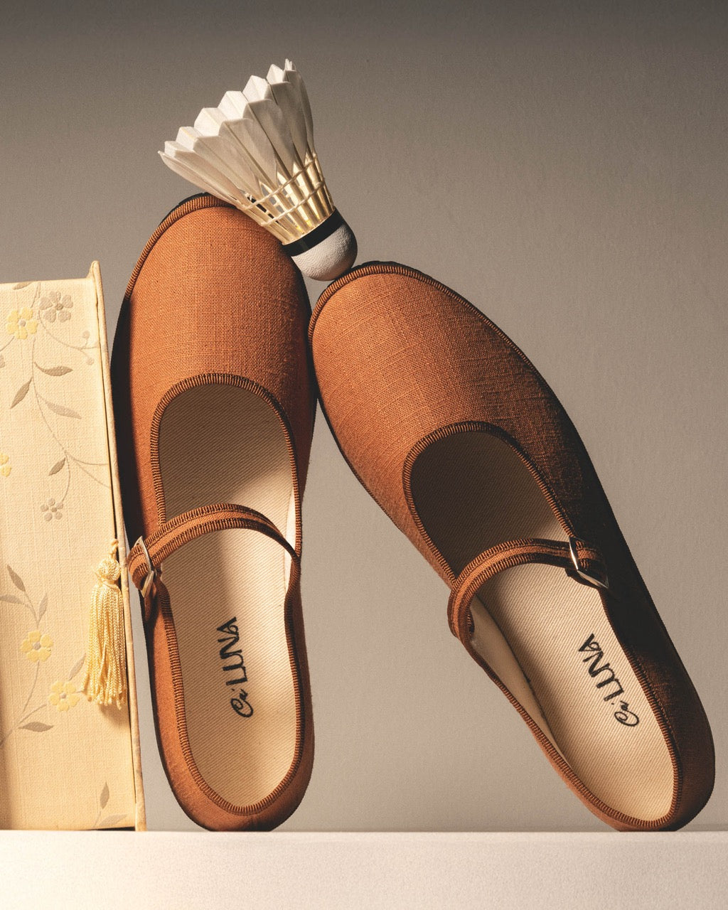 Friulane Mary Jane in lino marrone