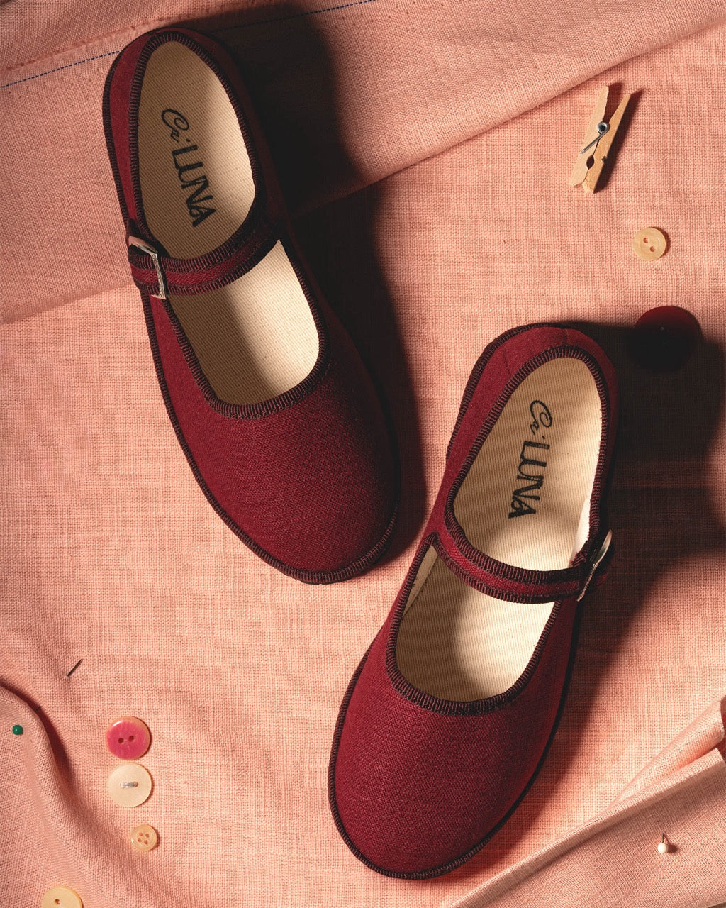 Friulane Mary Jane in lino burgundy