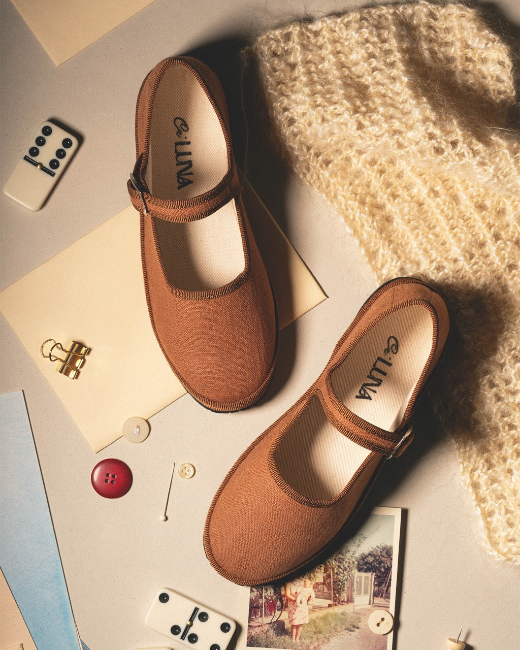 Friulane Mary Jane in lino marrone
