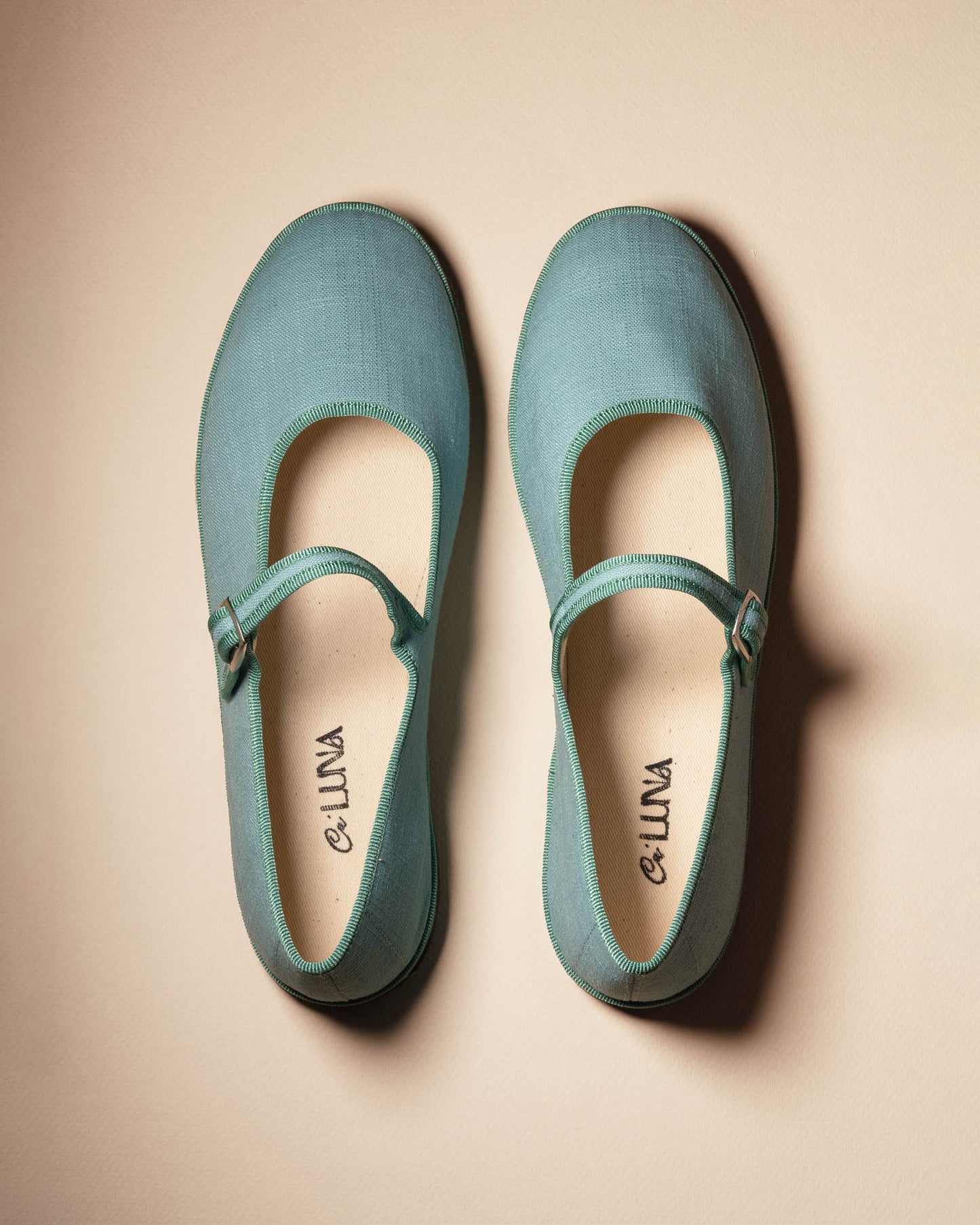 Friulane Mary Jane in lino azzurro