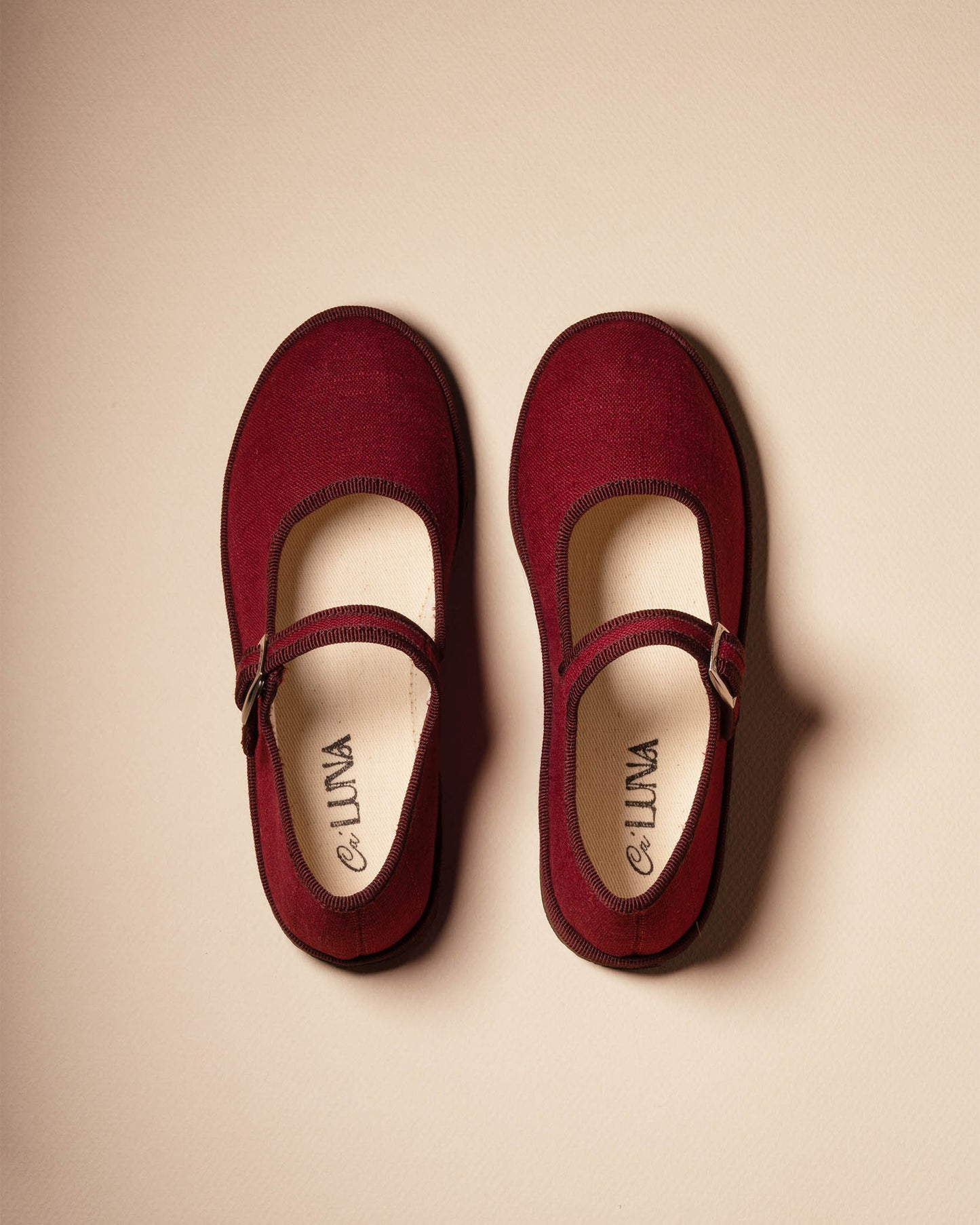 Friulane Mary Jane in lino burgundy