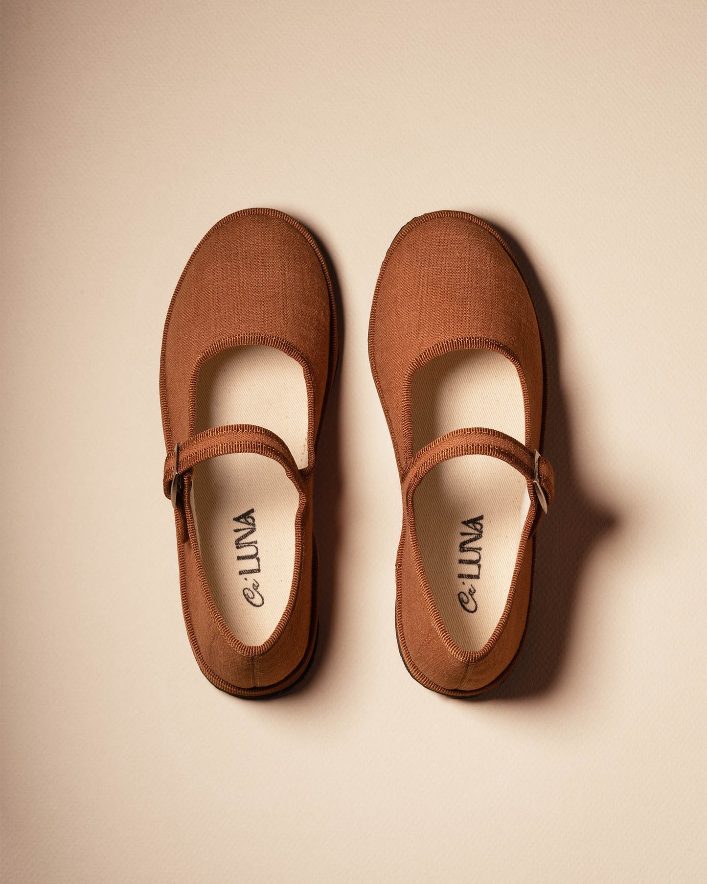 Friulane Mary Jane in lino marrone