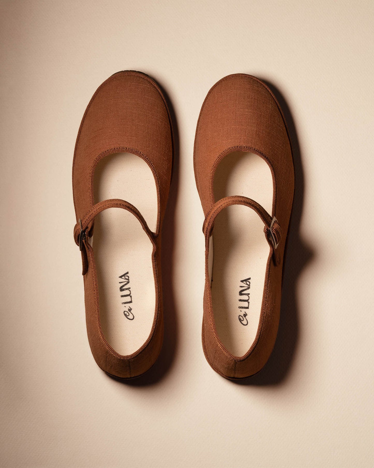 Friulane Mary Jane in lino marrone