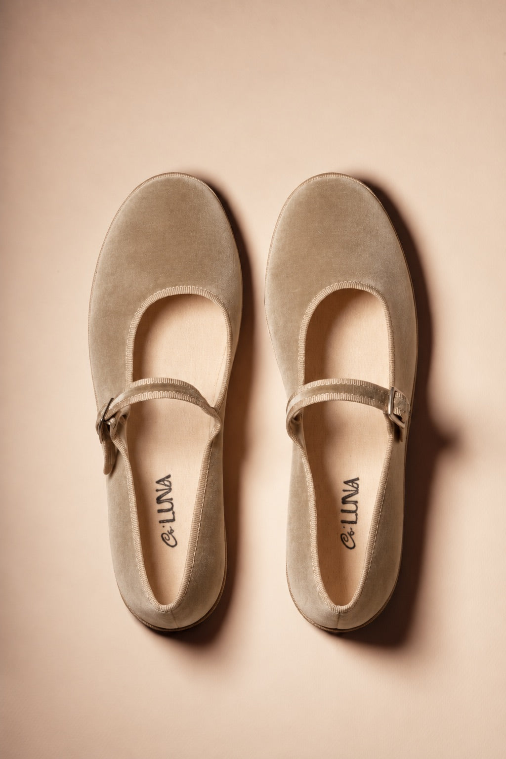 Friulane Mary Jane in velluto Beige