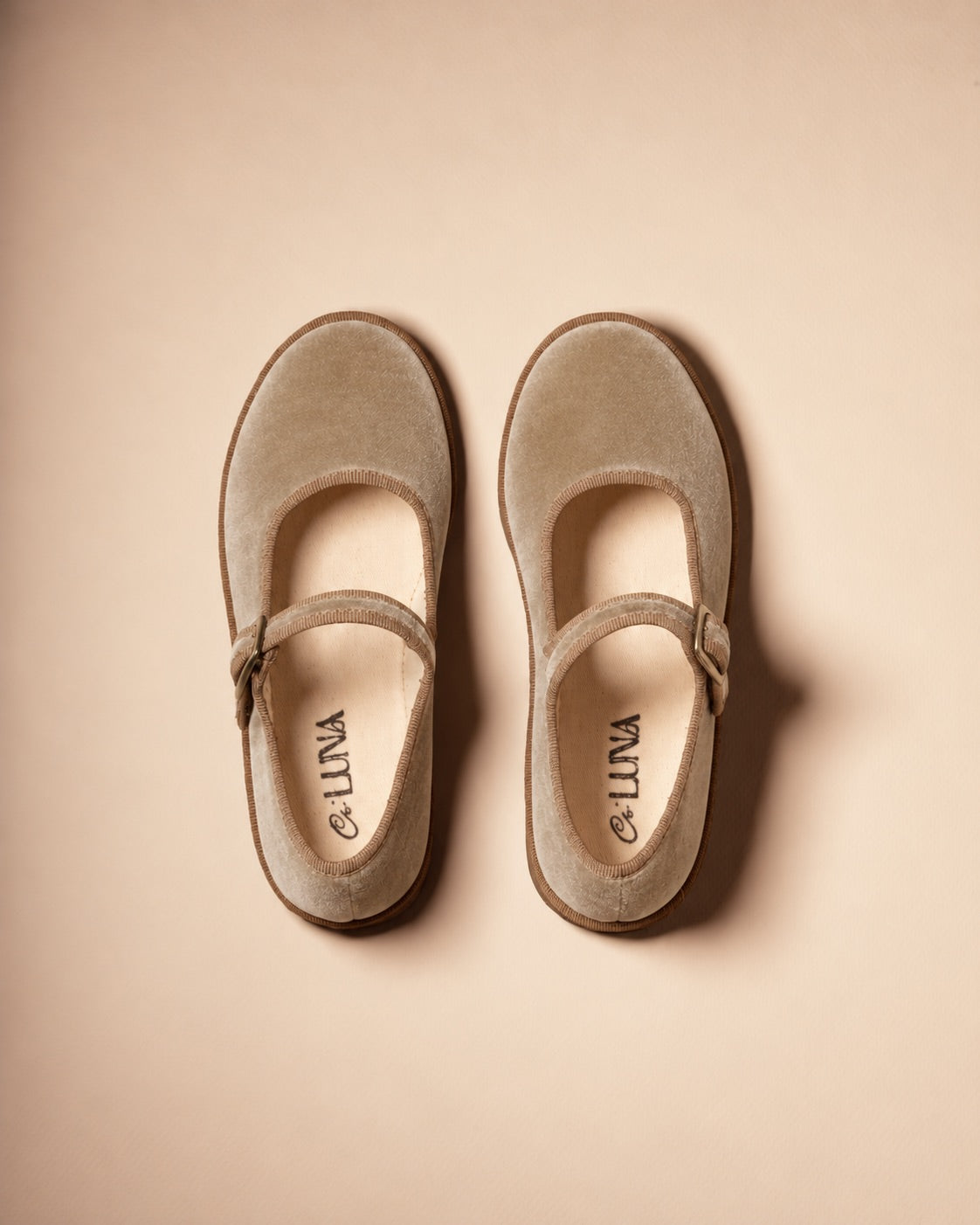 Friulane Mary Jane in velluto Beige